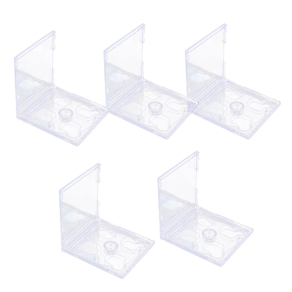 

5pcs Dual Jewel Clear Tray Standard Dvd Portable Cd Storage Holder Media Storage Case Cd Box Interlocking Trays Transparent Safe