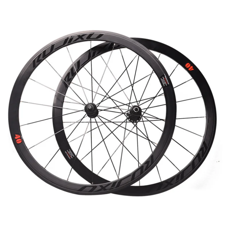 700C Wind Breaking 40mm Carbon Tube Aluminum V-Brake Clincher Road Wheelset