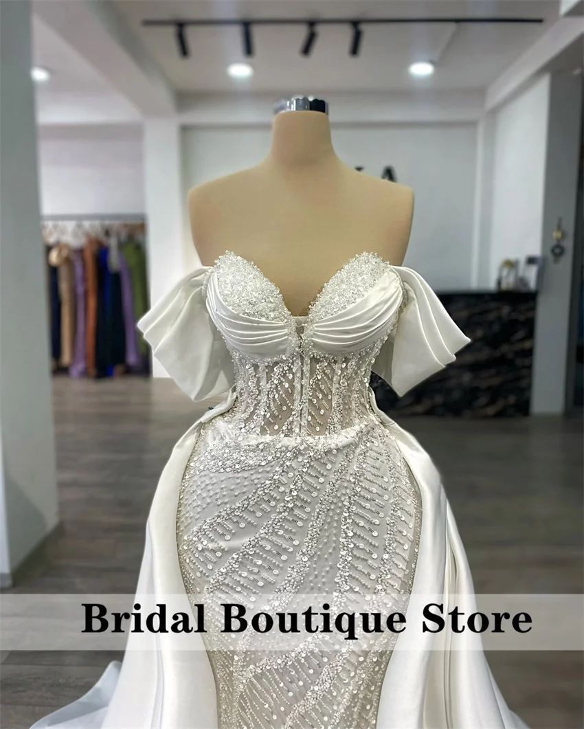 Robe de soirée CitroMermaid avec perles chérie, robe d'anniversaire blanche, vêtements de paupières éducatifs, longue robe de mariage personnalisée, luxe