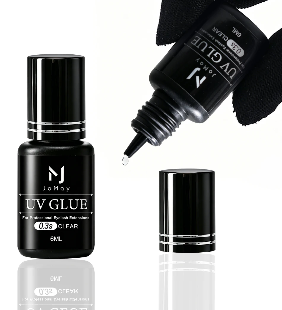 JOMAY UV-Wimpernkleber für Wimpernverlängerungen, wasserfest, langlebig, 0,3S, schnell trocknend, lila-schwarzer Kleber für Profis – Detail 2