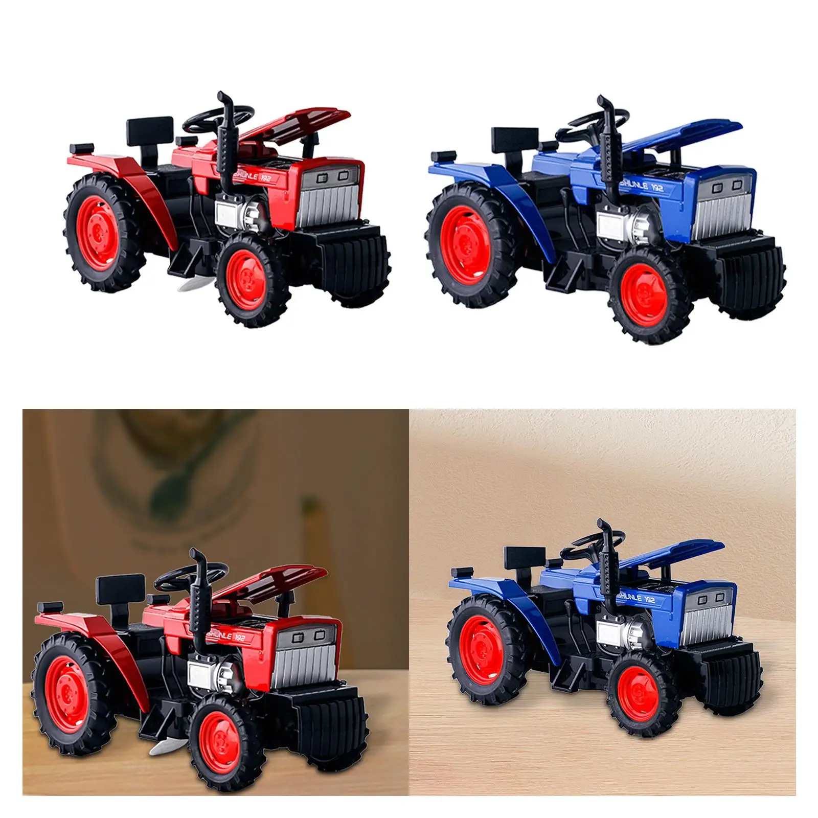 1/32 Scale Tractor Model Toy Desktop Decoration Early Learning Prop Realistic Simulation Small Farmer Car for Birthday Festivals