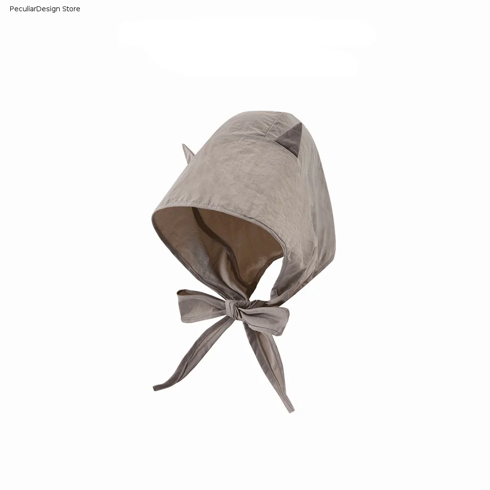 Cute Korean Style Little Devil Horn Headscarf Solid Color Quick-drying Strap Hat Sun Cap Sunscreen Hat Beanie Cap Girl