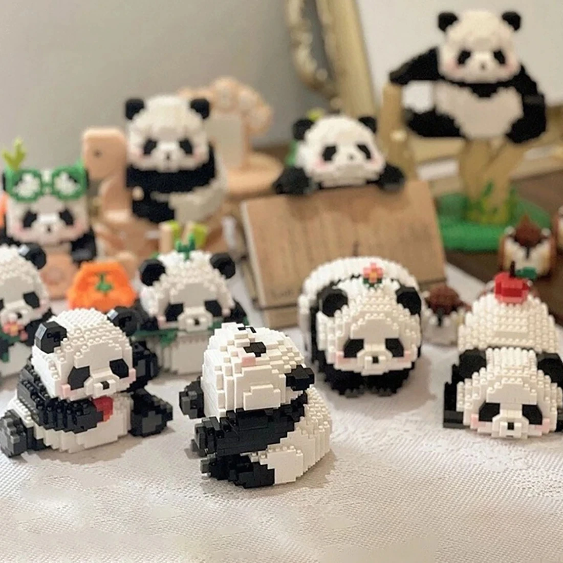 2023 New Creative MINI Chinese Animal Panda Model Building Block MOC DIY Diamond Bricks Toys for Children Boys Girls Gifts