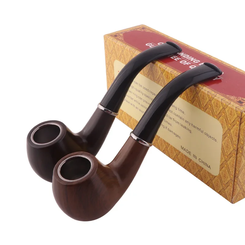 

Classic Wood Grain Resin Tobacco Pipe Chimney Filter Smoking Pipes Tobacco Pipe Cigar Gifts Men's Gift Grinder Smoke Mouthpiece