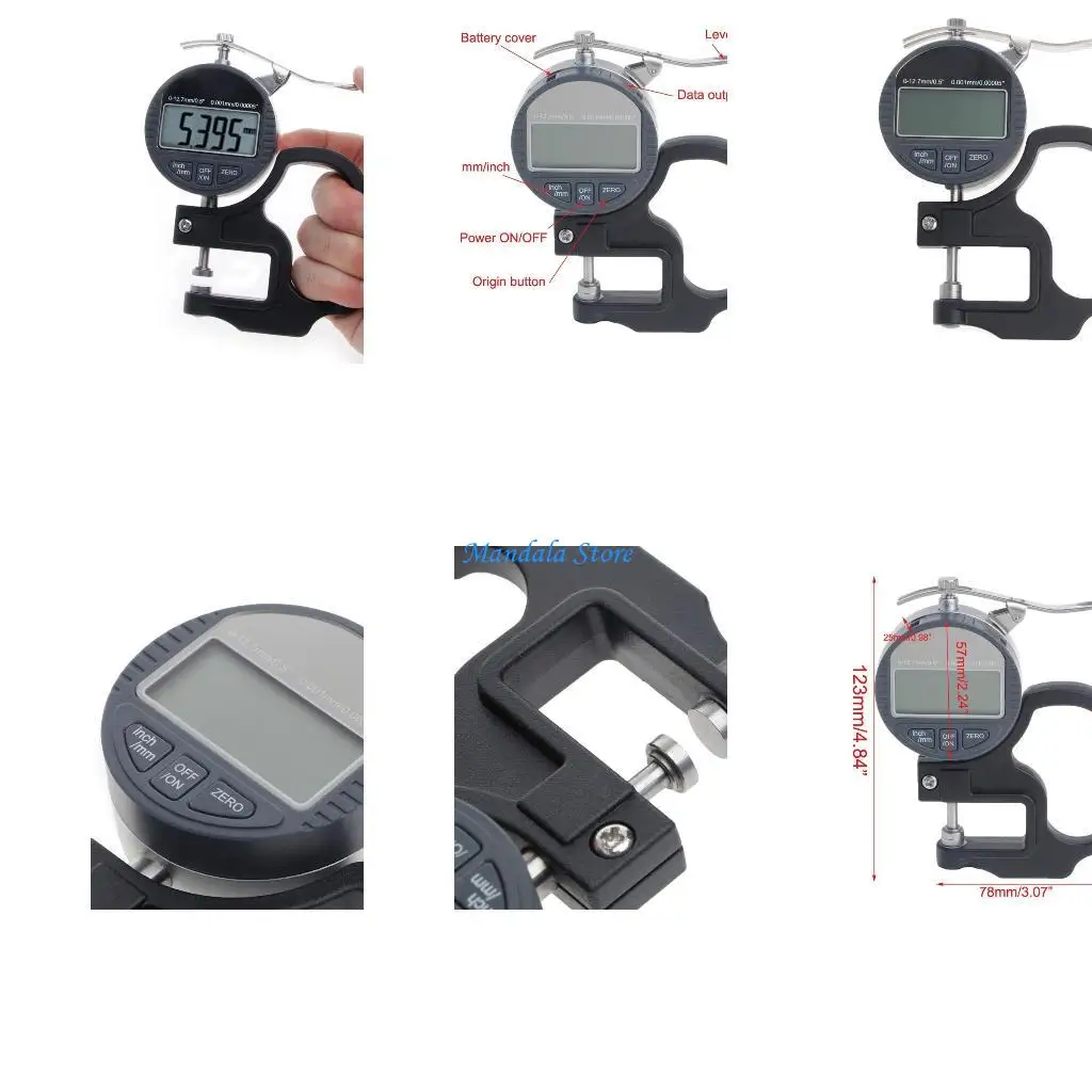 

U2JC Digital Micrometer 0.001 12.7mm Electronic Thickness Gauge Depth LCD Measurement