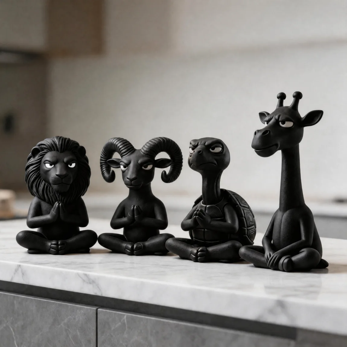 Lustige Moderne Zen-Tier-Yoga-Figuren-Kollektion, Statue, Art-Deco-Skulptur, Wohnzimmer-Dekoration