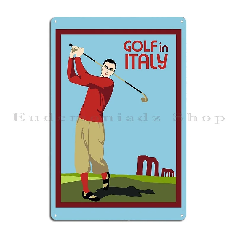 Retro 1920s Style Golf In Italy Travel Ad Metal Plaque Poster Living Room Create Cinema Garage Club Tin Sign Poster