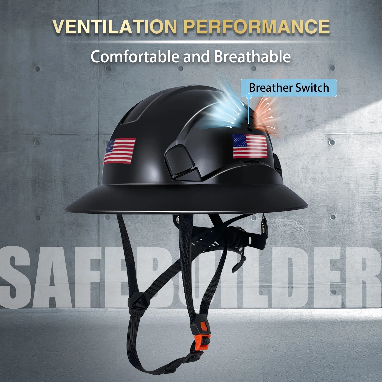 ANSI Type II Full Brim Hard Hats Work Safety Helmet Vented HDPE Construction Industrial Helmet With EPS Foam Liner