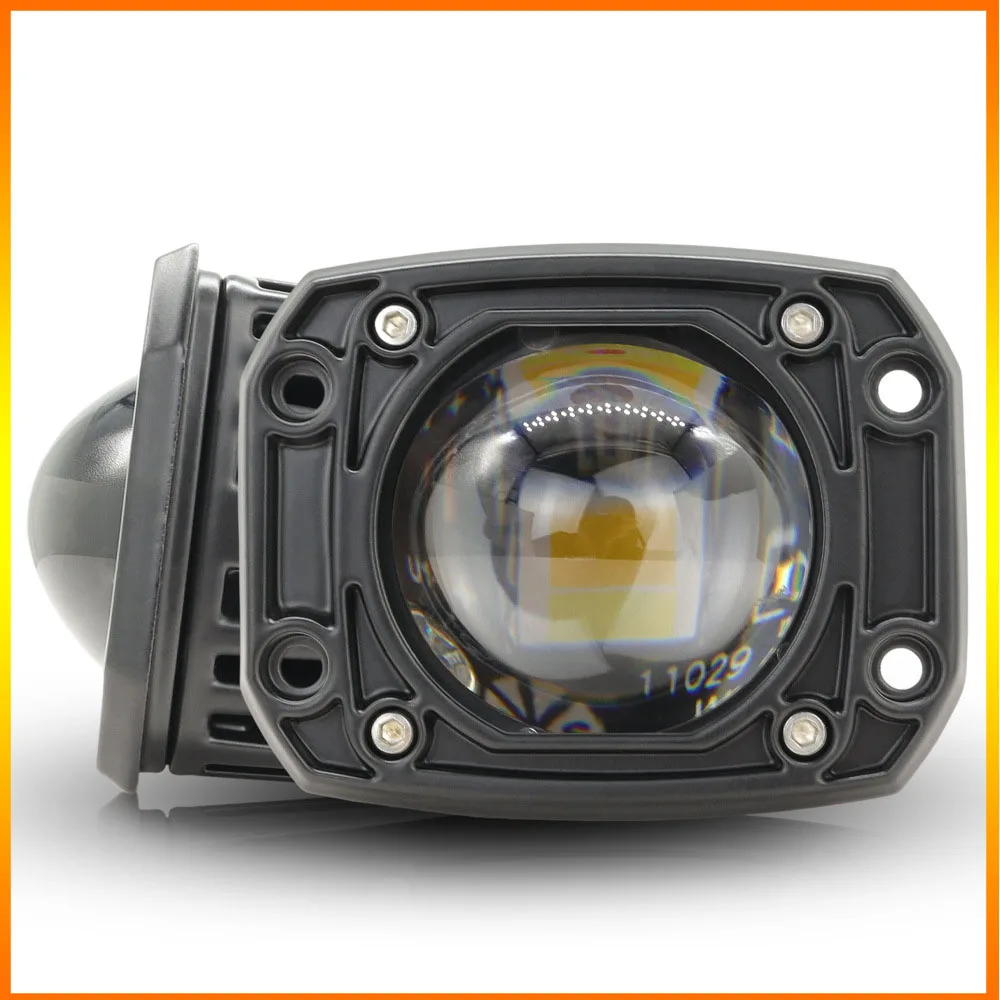 

2pcs-3-inch square Embedded Motorcycle Spotlight Dual Color Lens Matrix Strong LED Electric Vehicle Light wblack Spotliaterproof