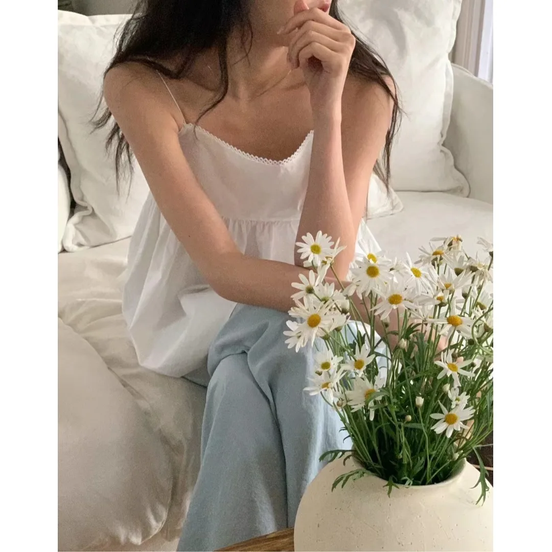 Verano Vaion Sle Bal chaleco con tirantes para mujer Top suelto empalme diseño de encaje primavera Otoño Invierno ropa Casual coreana Sle