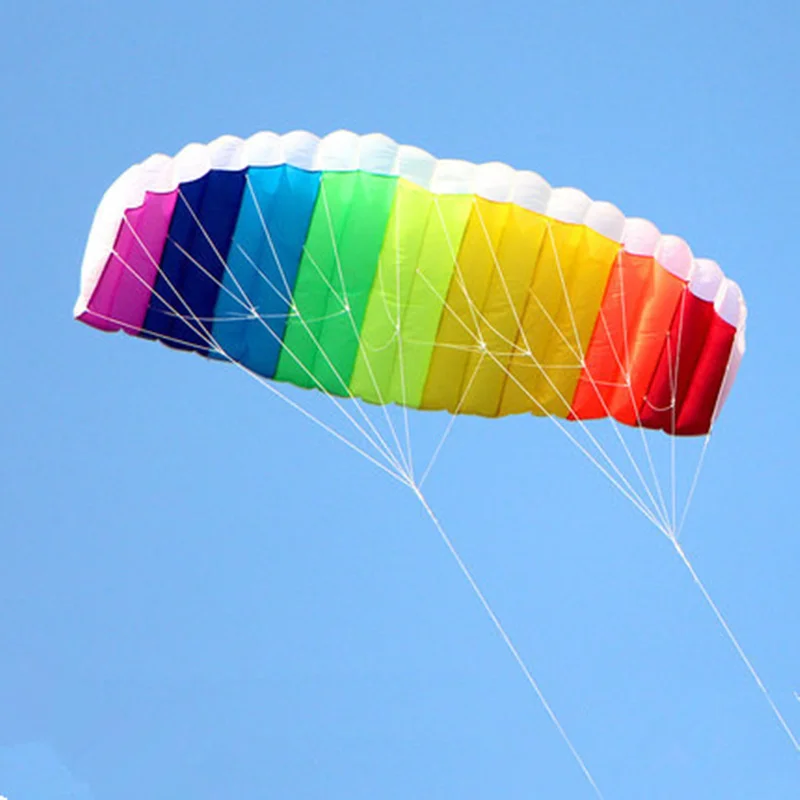 free shipping rainbow dual line stunt power kite large Parafoil kites for adults flying kitesurf new beginner factory parachute