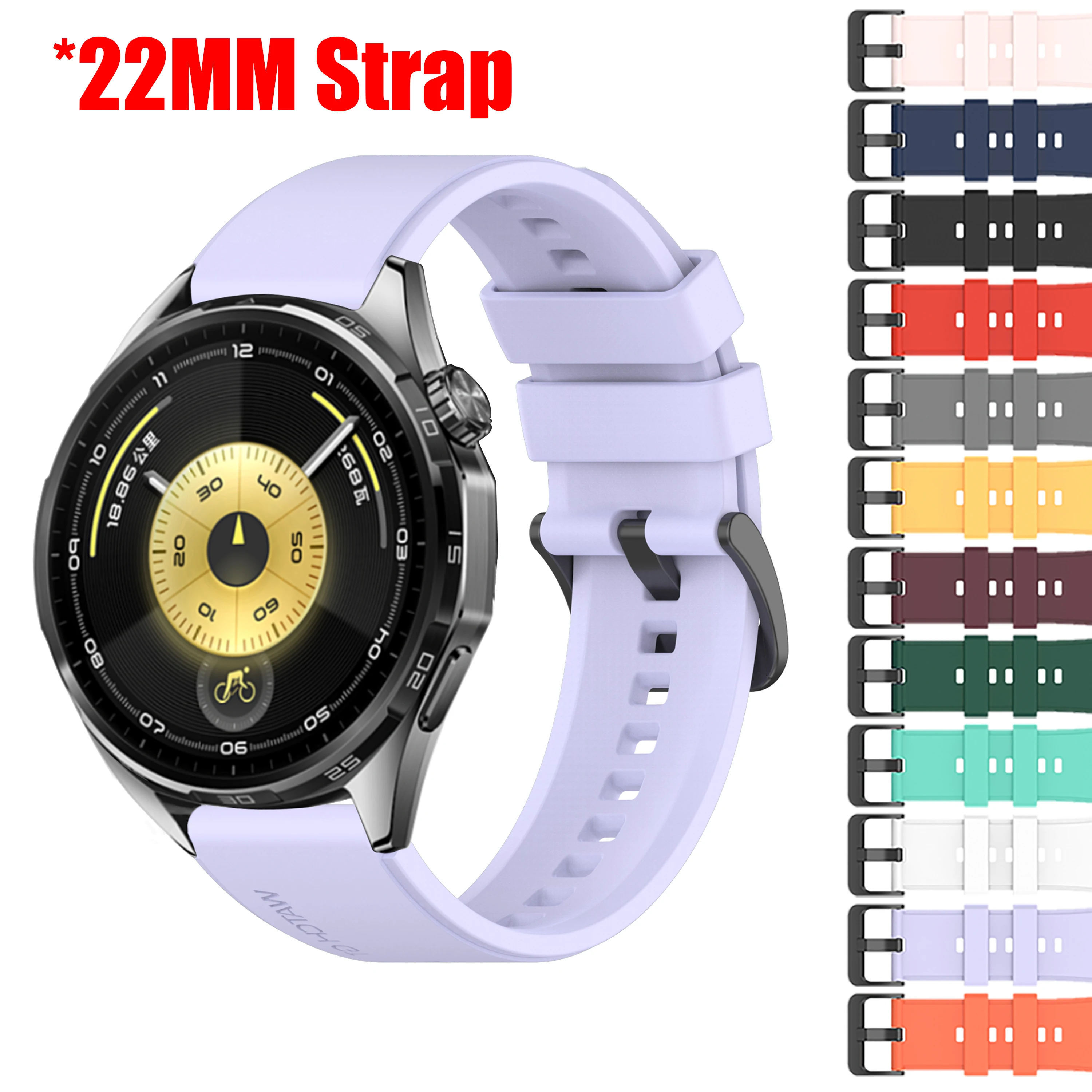 

22MM Silicone Watch Bands For Huawei Watch3 GT4 Watch Straps For amazfit GTR 4 3 2 Wrist Belt Bracelet For Xiaomi Watch 2 pro