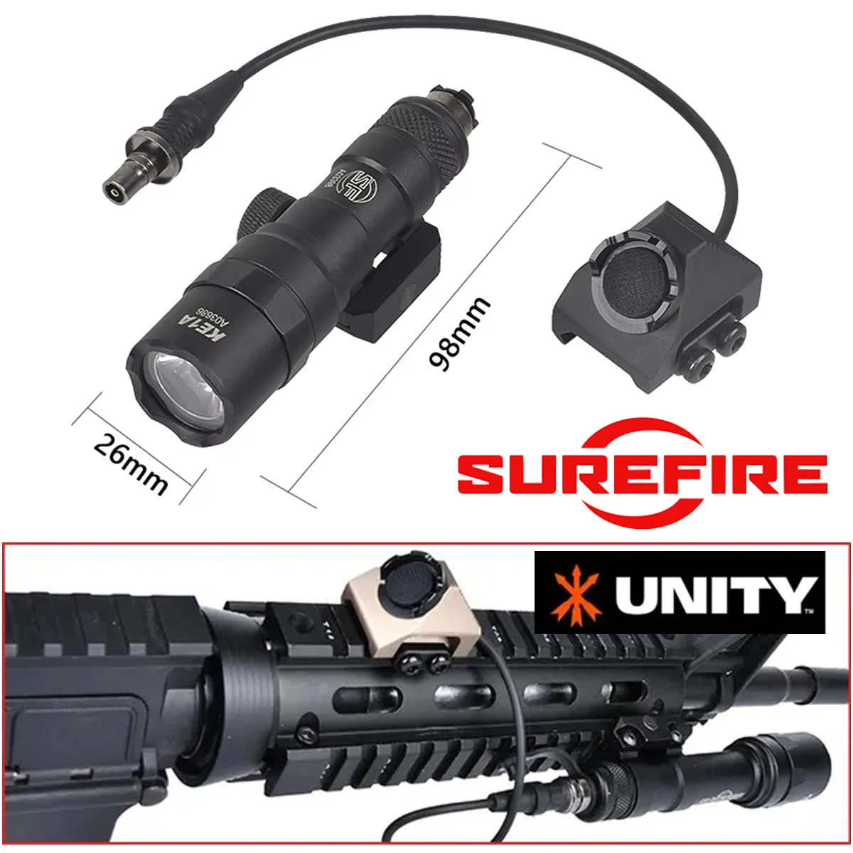 Surefire M300 M600 Scout Flashlight With Unity SF Tactical Scout Light Remote Switch Fit 20mm Rail LED M300B M600C M600B M300C