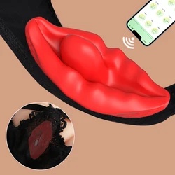 APP Control Lip Vibrator for Women Tongue Licking Clitoris Stimulator Bluetooth Wearable Panties Female Sex Toy Adult Goods