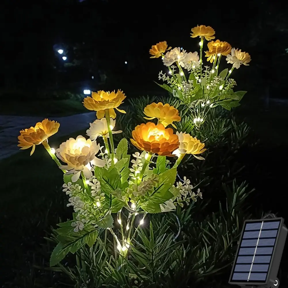 1 Bundle 7-Head Snow Lotus Flower Light Solar Powered Ground Inserted Landscape Lawn Lamp Waterproof Colorful