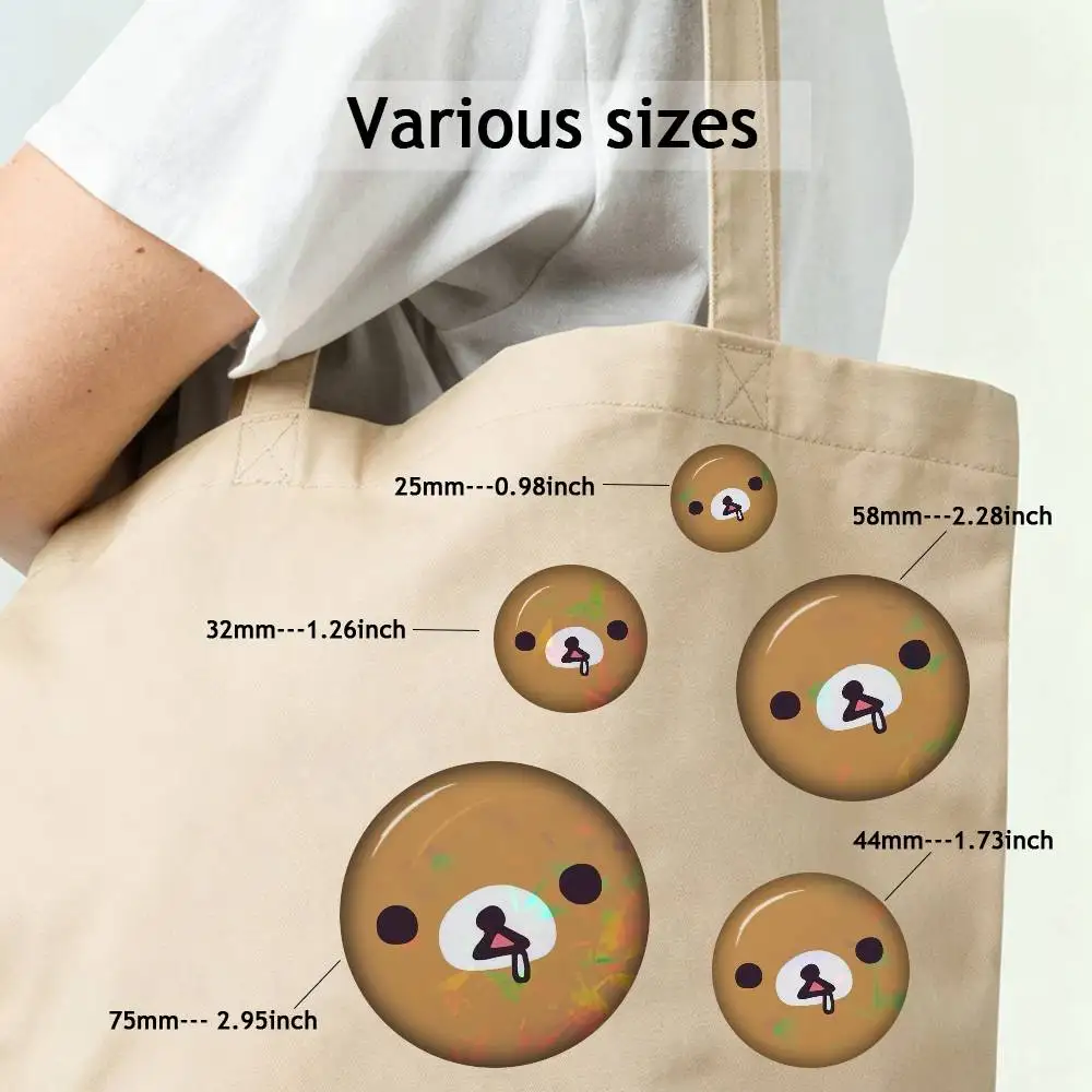 Cute Cartoon Rilakkuma Badges Round Exquisite Badge Brooches Creative Pins For Clothes Hat Backpack Gift Accessories