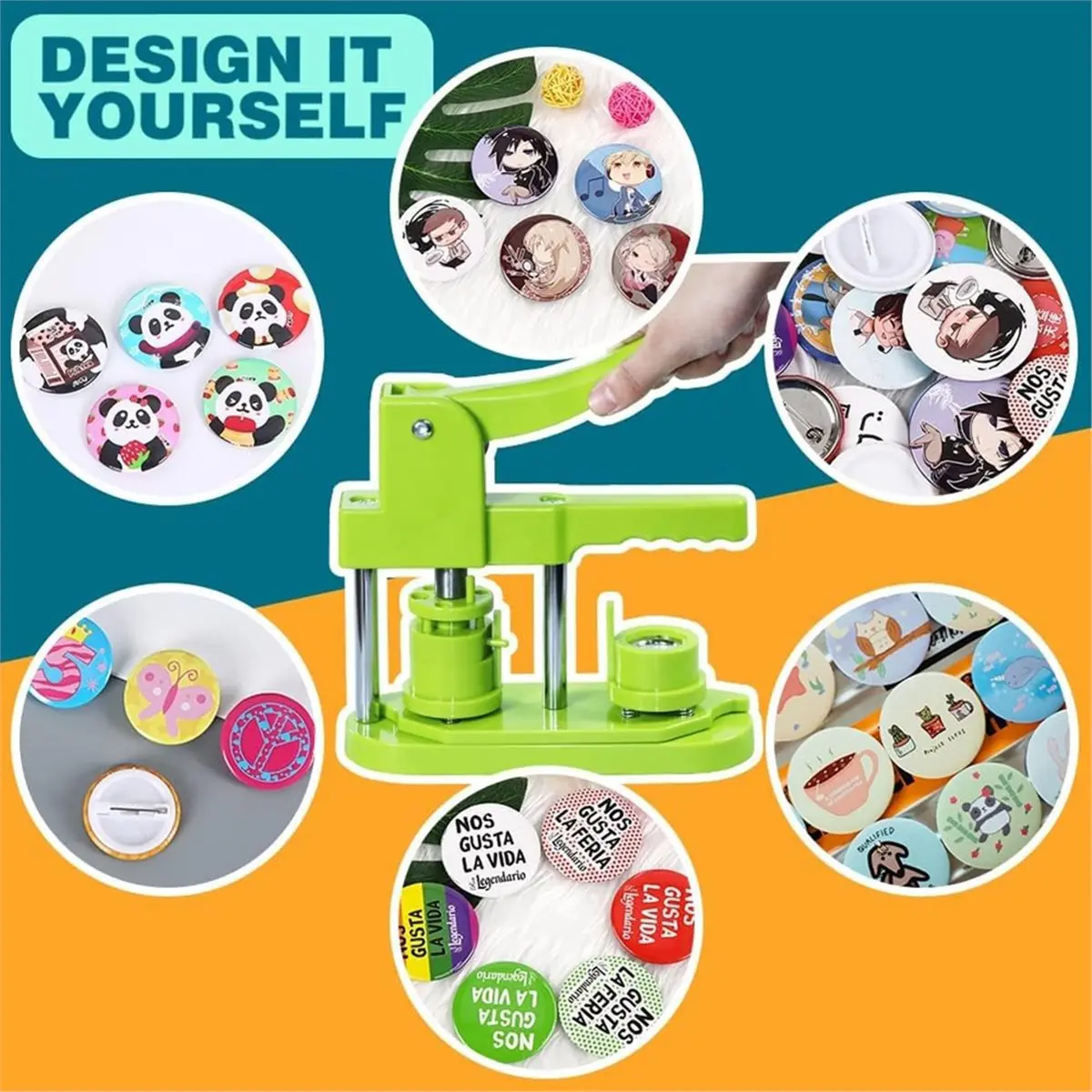 PROMOTION~ Button Maker Machine 32mm (3rd Gen) Installation-Free DIY Pin Badge Press with 100 Button Parts & Cutter