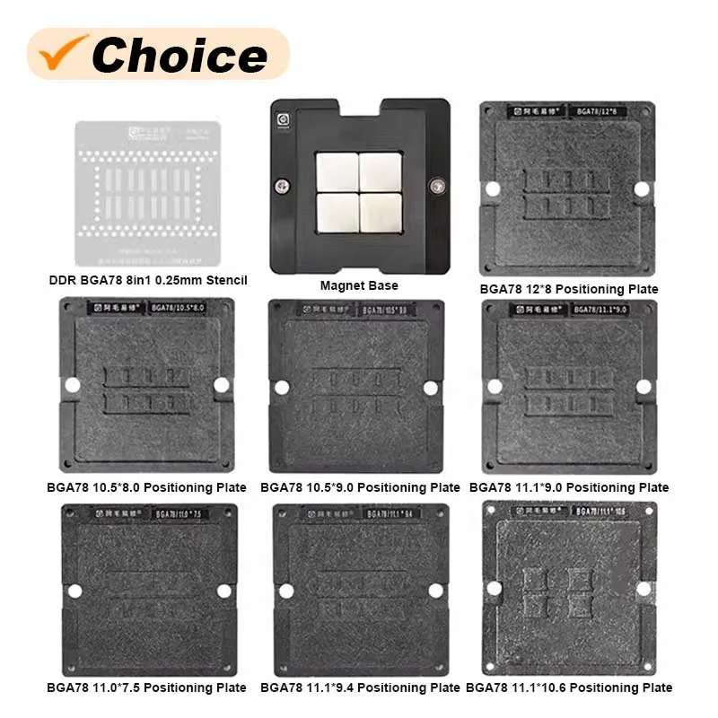 AMAOE Planting Tin Station Set for MAC Notebook DDR Memory BGA78 BGA178 BGA Reballing Steel Mesh Template Kit