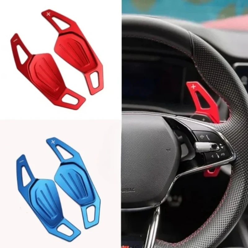 

For Skoda 2020 Octavia A8 MK4 ENYAQ IV RS VRS 2021 2022 aluminum Car Steering Wheel Shifter Paddle Extension DSG Sticker Styling