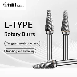 HILIXUN L Type Tungsten Carbide Rotary File Bevel Gear Cutters Metal Grinding Engraving Single and Double Flutes Grinding Tools