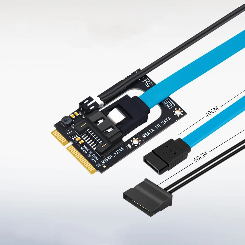 Konwerter Mini SATA na SATA z przedłużaczem SATA3.0 7-pinowym, kabel zasilający 5V, adapter płytki montażowej mSATA na SATA do dysków SSD HDD 2,5 cala — zdjęcie produktu 3