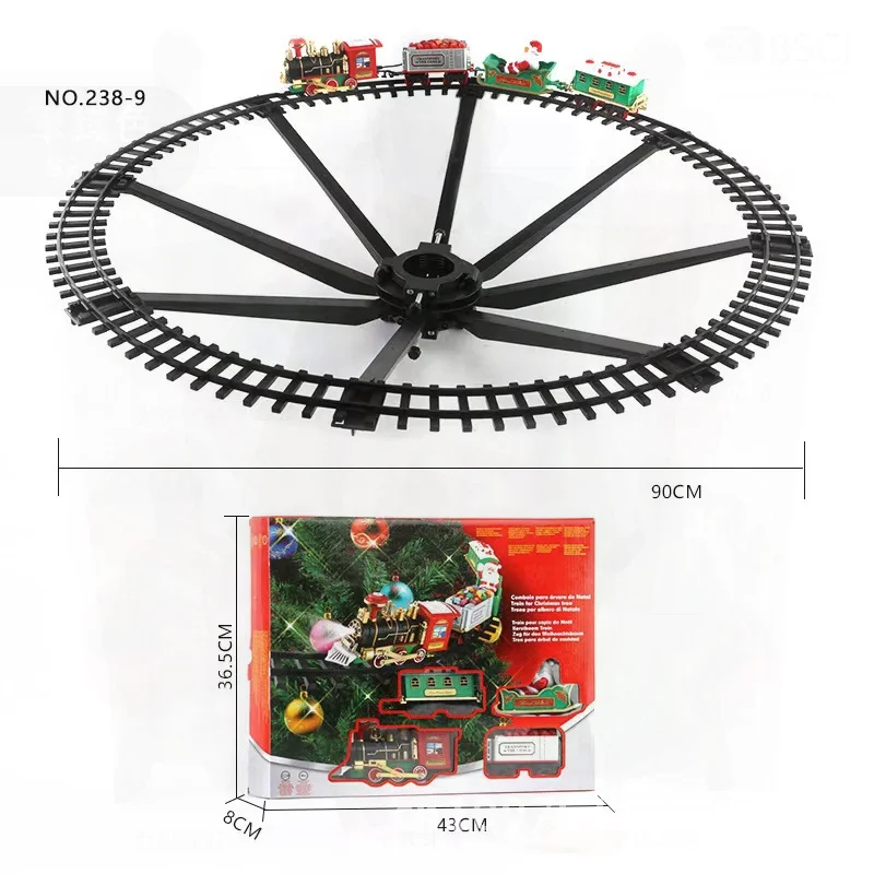 Jouet de Train d'arbre de noël électrique, son et lumière, Version suspendue, voiture sur Rail, cadeau populaire pour enfants, modèle en plastique dans une boîte de couleur