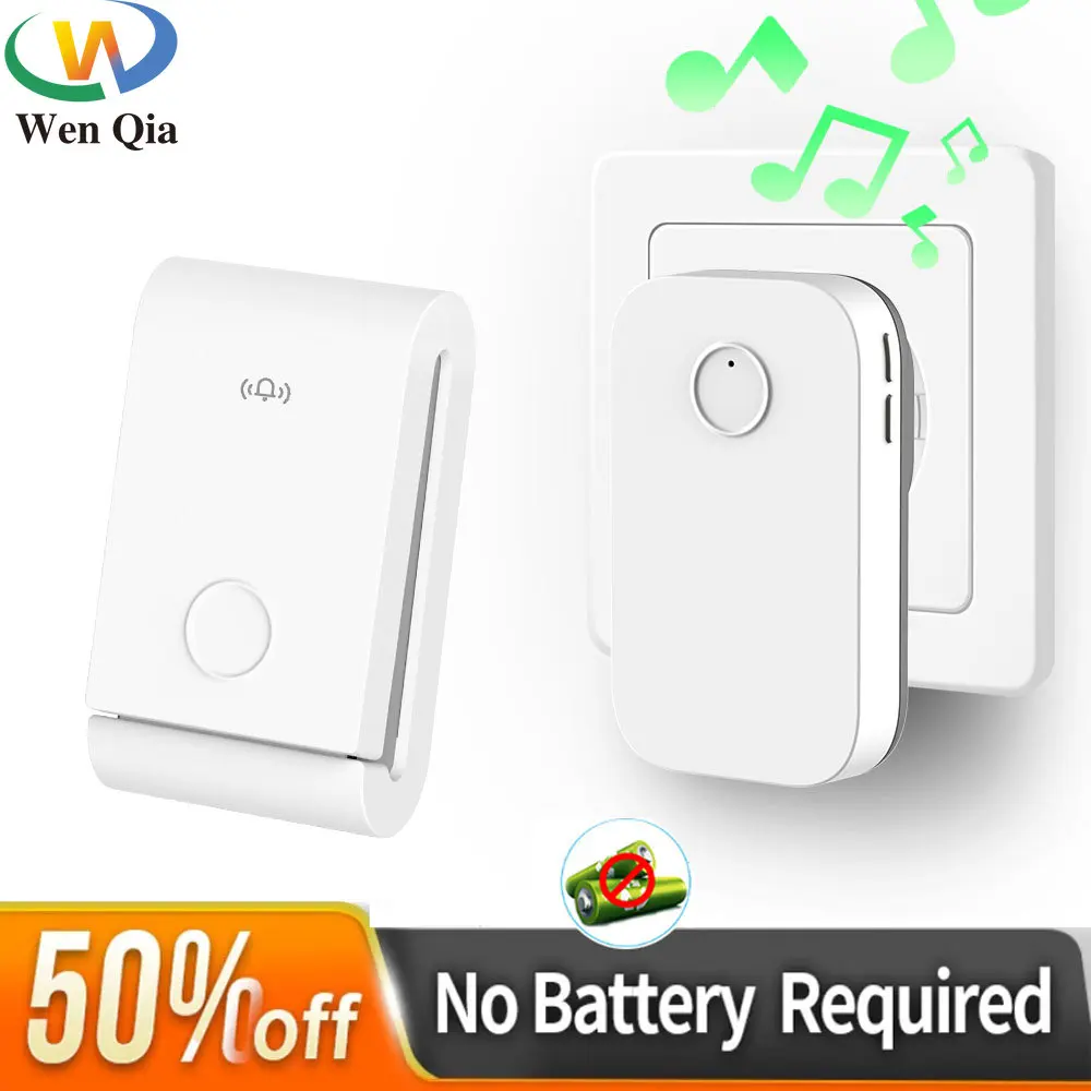 RF Smart Outdoor Wireless Doorbell Without Battery Waterproof Wireless Bell 2 In 1 EU UK Plug Self powered Button Ring Doorbell