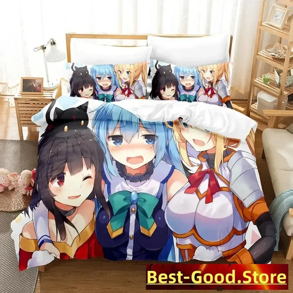 

KonoSuba Bedding Set Single Twin Full Queen King Size Bed Set Adult Kid Bedroom Duvetcover Sets Anime parure de lit Bed