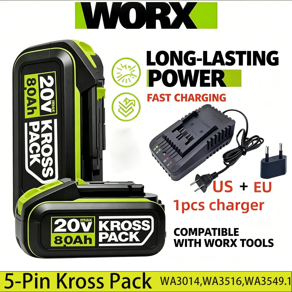 WORX 20V 5Pin Li-ion Replacement Battery Compatible  WA3014 WA3516 WA3560 WA3561 WA3570 For WORX 20V 5 Pin Cordless Power Tools