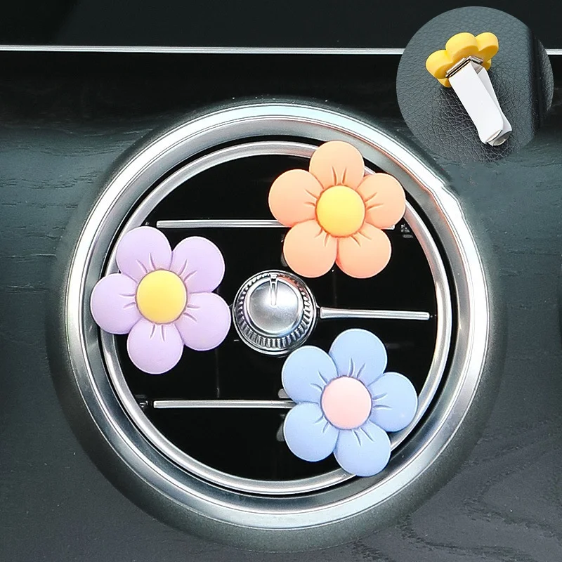 6Pcs/Set Flower Car Outlet Vent Clip Car Air Car Conditioner Car Interior Decoration for Girl Women Cute Cartoon Small Gift - Image 5