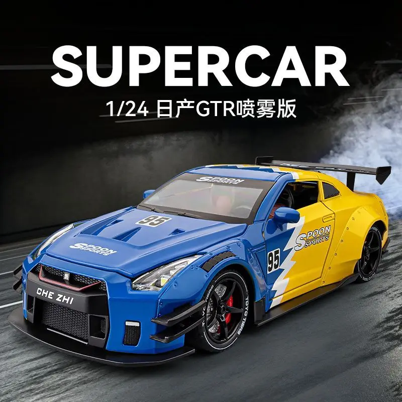 

1:24 Nissan GT-R Spray Edition Diecast Alloy JDM Sports Car Model 4 Openable Parts Pull Back for Car Collectors Hobby Display