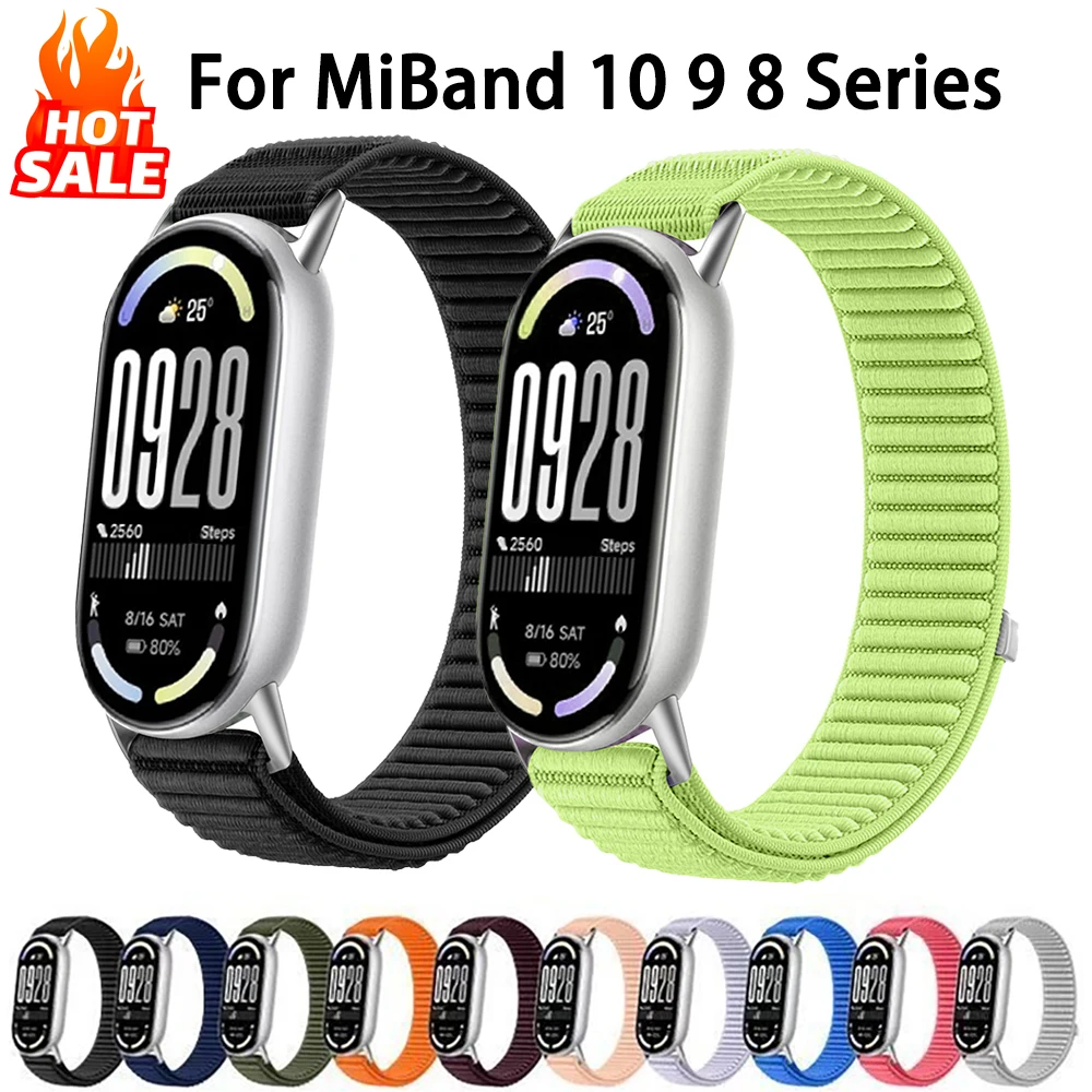 Nylon Loop Straps for Xiaomi Mi Band 11 10 9 8 Sports Replacement Correas Bracelet Xiaomi Smart Band 11 10 9 8 NFC Accessories