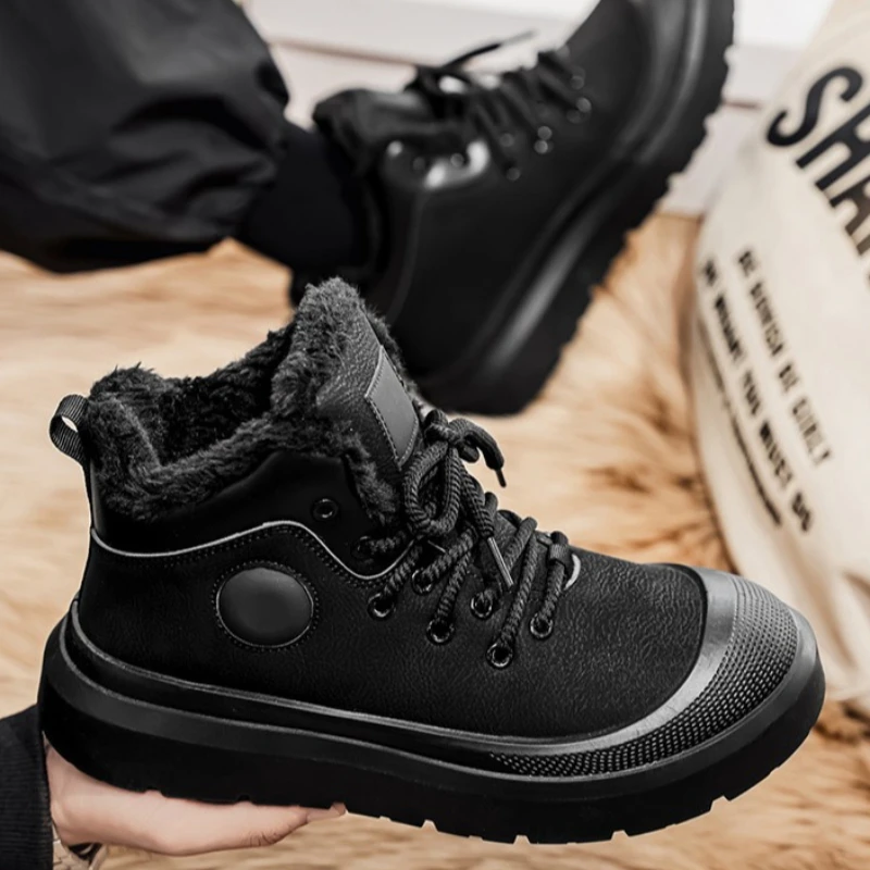 Новые повседневные профессиональные противоскользящие походные туфли с четырехсезонным цветным нескользящим флисом с круглым носком и теплым шнуровкой