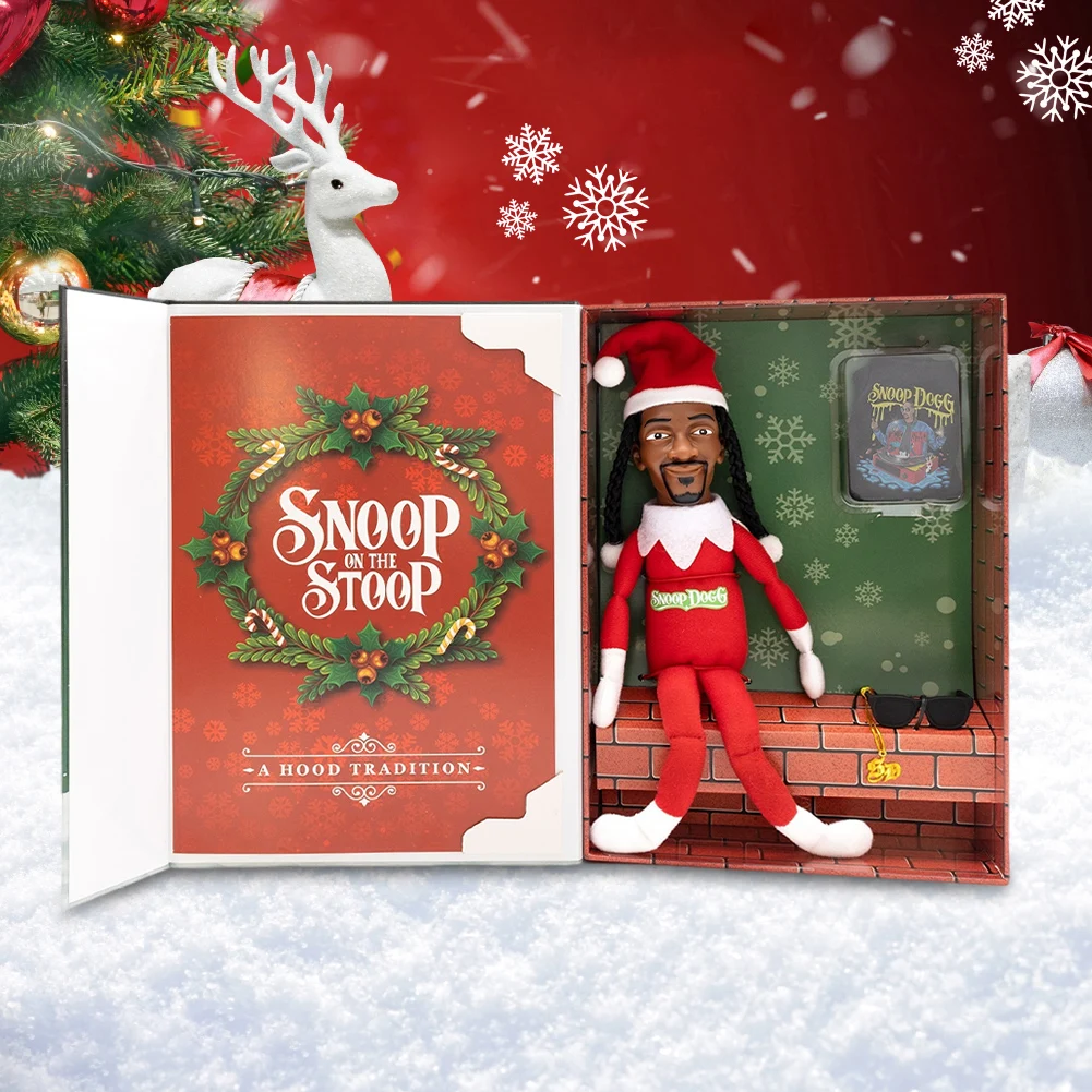 Snoop on A Stoop Christmas Elf Doll Plush Figurine Elf Hip Hop Doll 2024 Christmas Decorations Festive Atmosphere Doll Home Deco