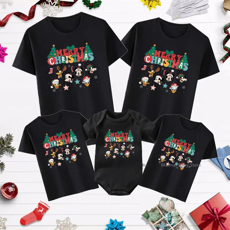 

Vintage Mickey and Friends Christmas Shirts Disney Ears Family Matching Outfits Funny Look Disneyland Xmas Vacation Tops Tees