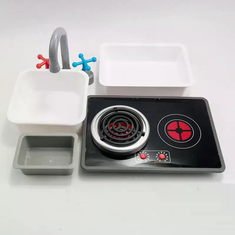 Cuisinière à induction réaliste pour enfants avec son et lumière, jouet de cuisine d'imitation pour tout-petits, modèles à commande manuelle 2