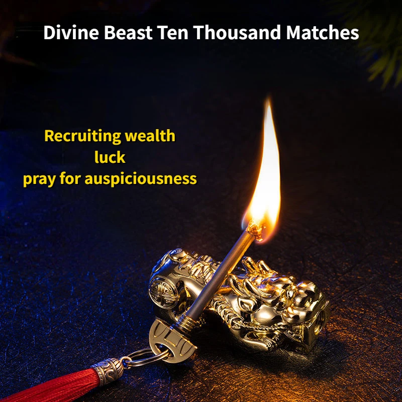 

China Fashion 10000 matches Exquisite Blessed Pixiu Divine Beast Pendant Portable Reusable Ignition rod Men Gift