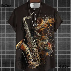 Vintage Shirts For Mens Music Shirts Retro Saxophone Graphic Clothing Summer Oversized Short Sleeve Tops Street Men's Shirt Tees