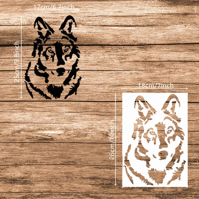 1pc Wolf Pattern Stencils Template For DIY Painting  On Wood Furniture Wall Fabric