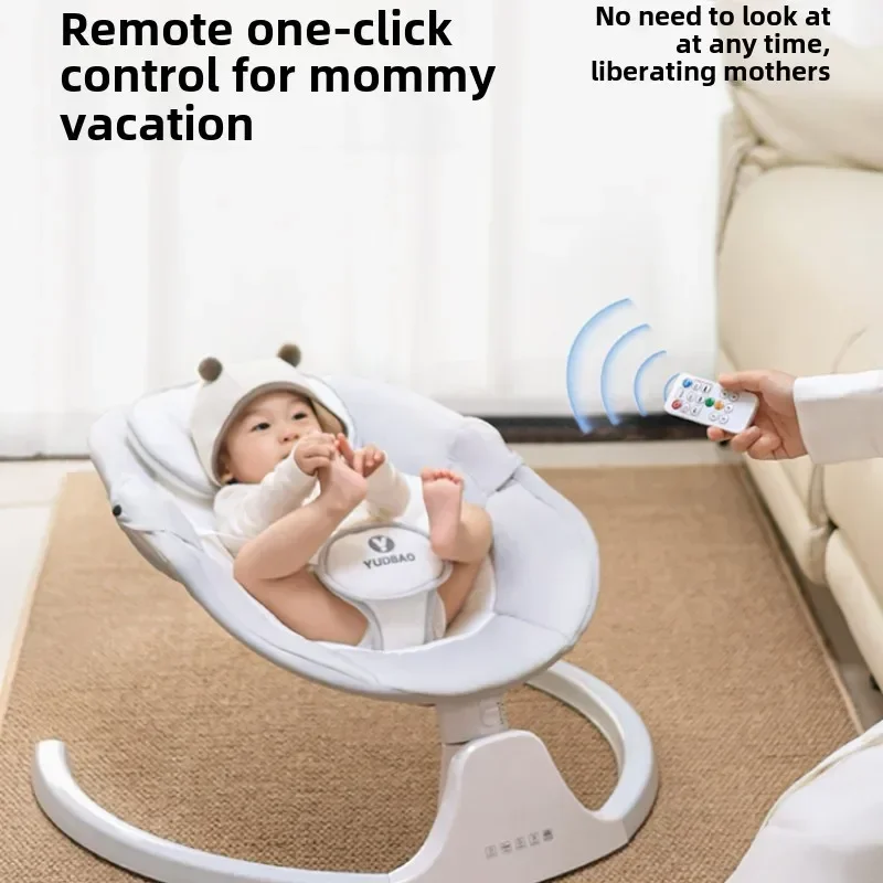 Baby Rocking Chair, Baby Cradle Swing 3 Speed Electric Crib Auto Rocking Chair Bed with Remote Control Musical Sleeping Basket