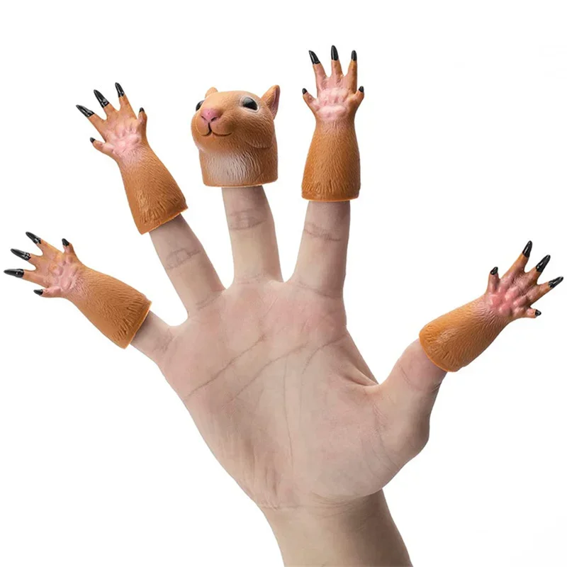 1set Set di burattini da dito per animali per bambini set di giocattoli per gatti Panda scoiattolo Mini burattino a mano per animali giocattolo educativo per bambini
