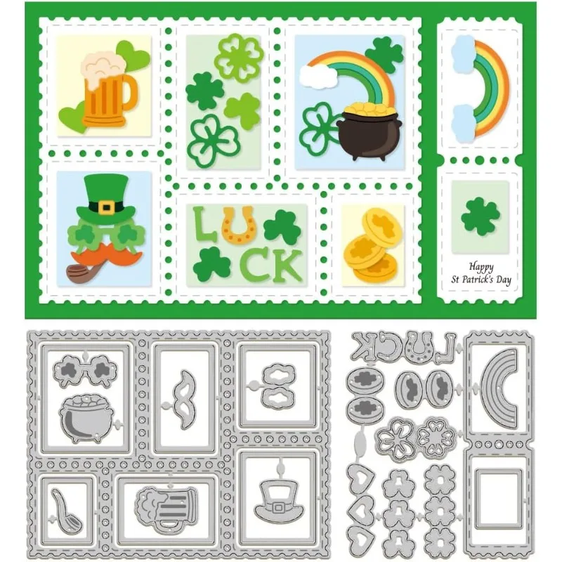 2pcs Saint Patrick\'s Day Postage Frame Cutting Dies for Card Making Metal Stamp Frame Die Cuts Cutting Dies Templates