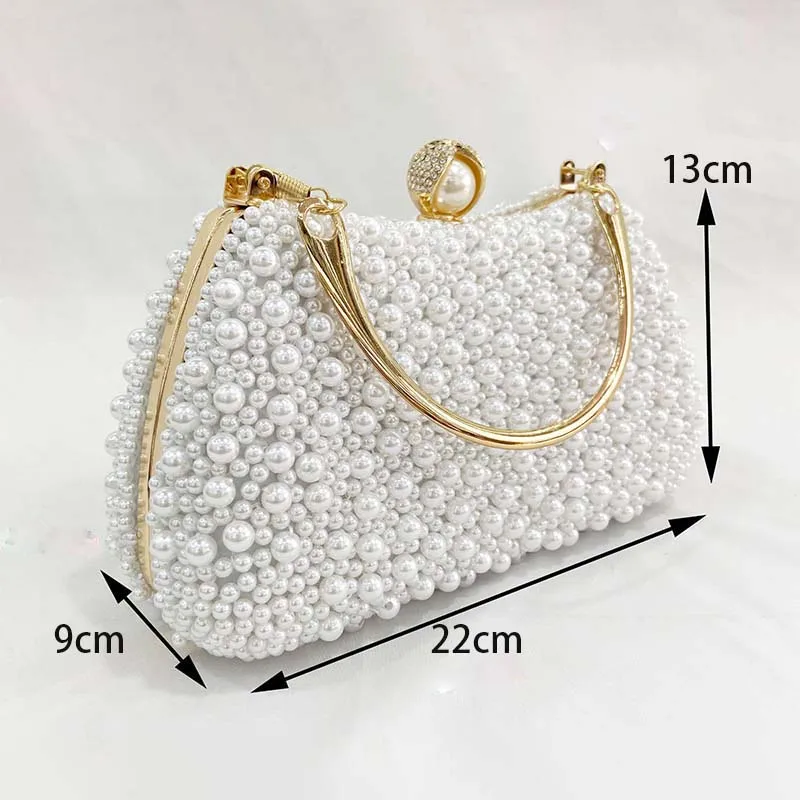 Luxury Crystal Evening Clutch Bag Lady Elegant Wedding Purse New Women Plastic Pearl Handbags Party Dinner Bling Shoulder Bags