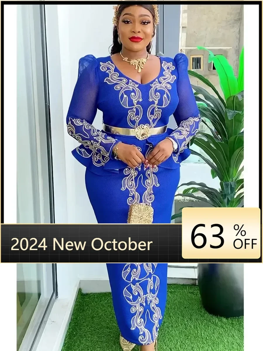 

Elegant African Dresses for Women 2024 New Africa Clothing Plus Size Turkey Wedding Party Long Dress Dashiki Ankara Outfits Robe