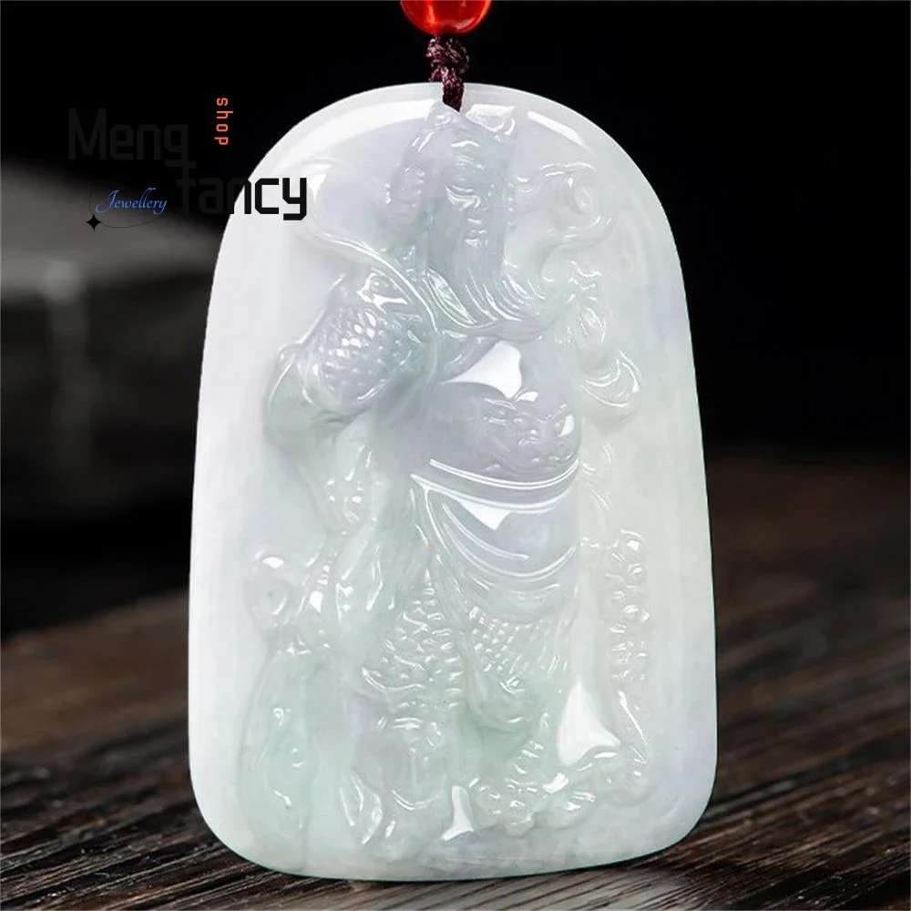 

Natural A-goods Jadeite God of Martial Arts Guan Gong Jade Pendant Exquisite Engraver Handicraft Best Selling Fashion Jewelry