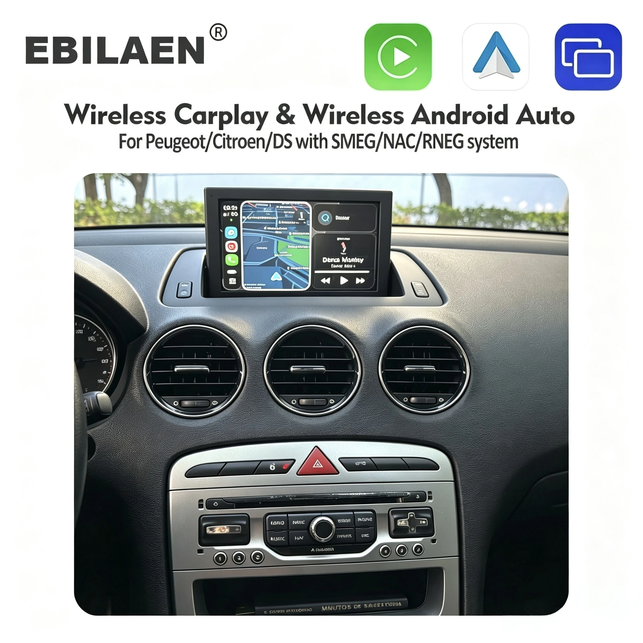 EBILAEN Wireless Carplay Android Auto Ｍodule Box For Peugeot Citroen Picasso C4 C5 DS4 DS3 308 508 DS5 RT6 RNEG2 SMEG NAC System