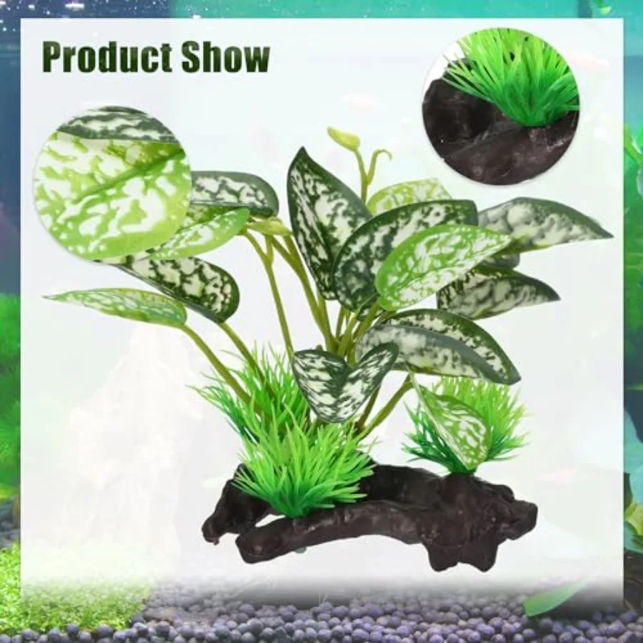 حوض السمك النباتات البلاستيكية Driftwood بيتا النباتات الحريرية الحريرية حوض السمك مجموعة ديكور الحرير حوض السمك النباتات لسمك بيتا الأخضر 5p