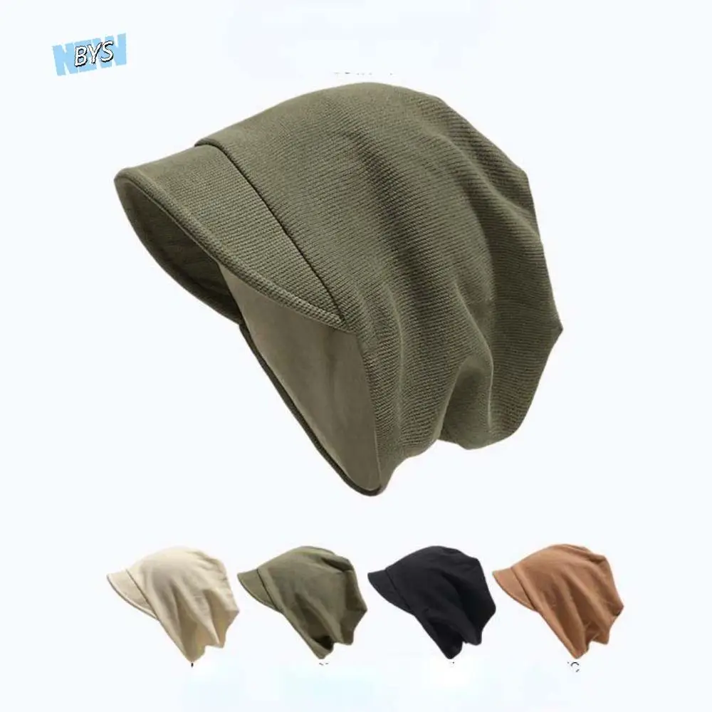 

Visor Beret Hat Solid Color Beanie Hat Keep Warm Ear Protection Slouchy Baggy Caps Casual Cotton Skull Cap Autumn Winter