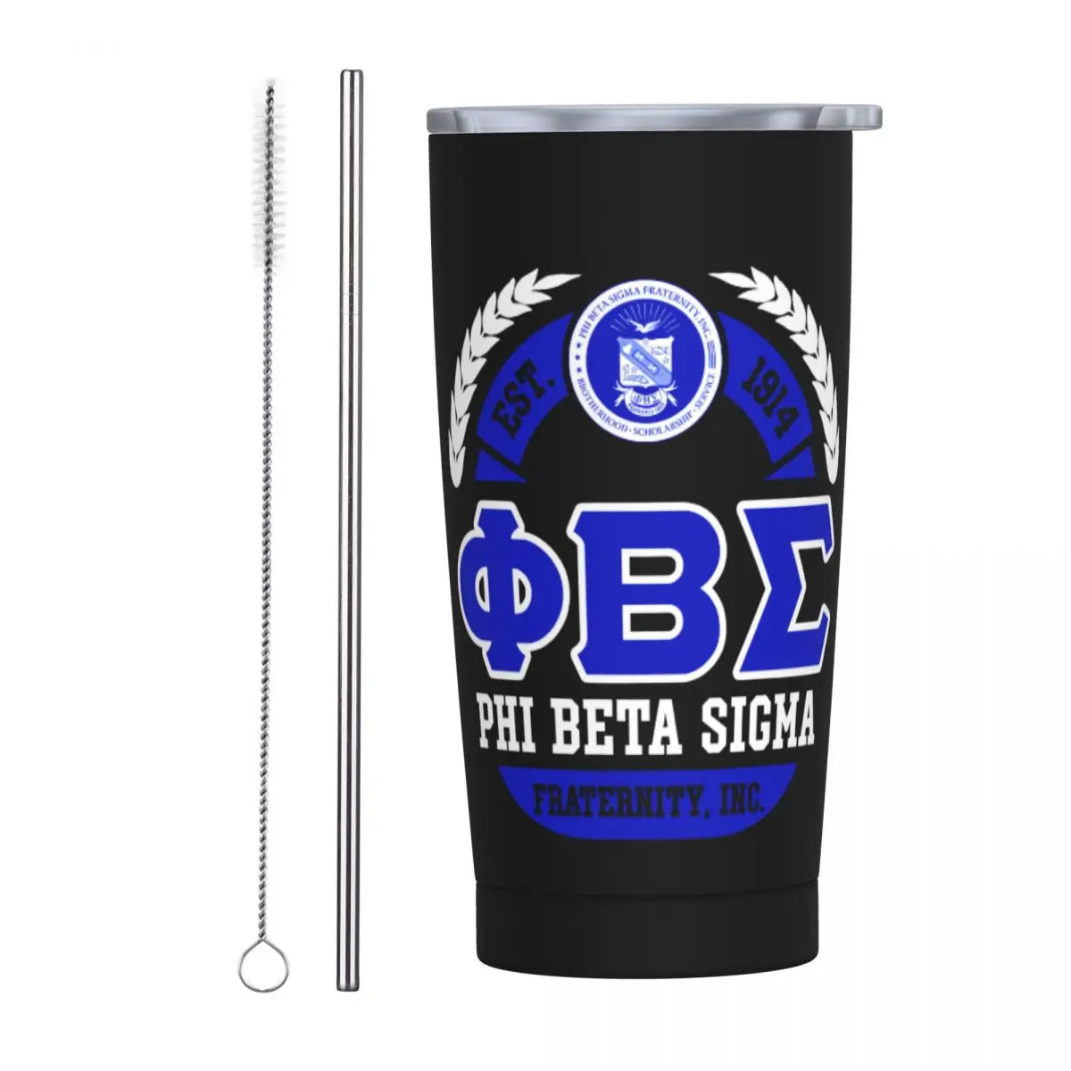 

Phi Beta Sigma PBS Fraternity Insulated Tumbler, 20oz Tumbler with Lids and Straws Stainless Steel Vacuum Travel Mug Coffee Cup