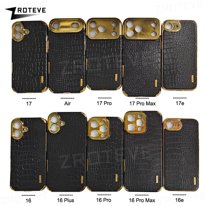 Handyhüllen für iPhone 18 17 16 Pro Max Air 17e 16e 15 14 Plus 13 Mini Hülle ZROTEVE Krokodilleder-Optik Silikon-Abdeckung – Detail 4